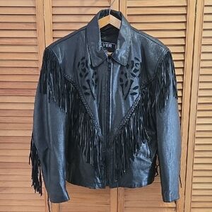 Vintage Leather Jacket with Fringe **SEE DESCRIPTION + SIZING